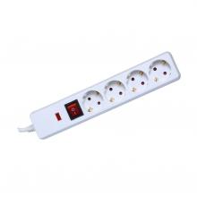 NVT 04K/WH - Prelungitor de reţea, cu protecţie la supratensiune şi întrerupător, 4 prize, 1,5 m