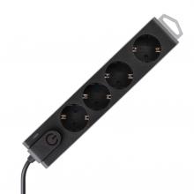 NVT 4K-3/BK - Prelungitor cu prot. la supratensiune, 4 prize, negru, 3 m