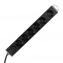 NVT 6K-3/BK - Prelungitor cu prot. la supratensiune, 6 prize, negru, 3 m