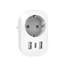 NV3400USBC - Încărcător USB de rețea, 3,4 A, cu priză de rețea, 1x USB-C, 2x USB-A