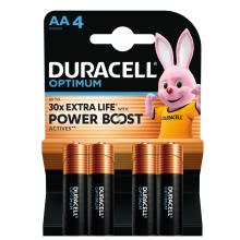 Duracell Optimum LR6 - Baterie alcalină Duracell OPTIMUM LR6 10PP110049 AA, tensiune 1,5 V, performanță excepțională, 4 bucăți/blister
