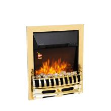 FKKI25G - HOME FKKI25G șemineu electric decorativ încastrabil, max. 2000 W, efect de lumină LED, 2 trepte de putere, telecomandă, programare săptămânală, finisaj auriu