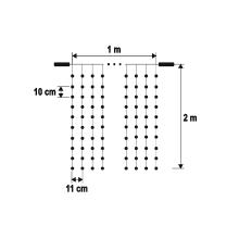 DLF200WH - Perdea luminoasa cu LED-uri, 1x2 m / 200 LED-uri, conectabilă în serie, alb rece
